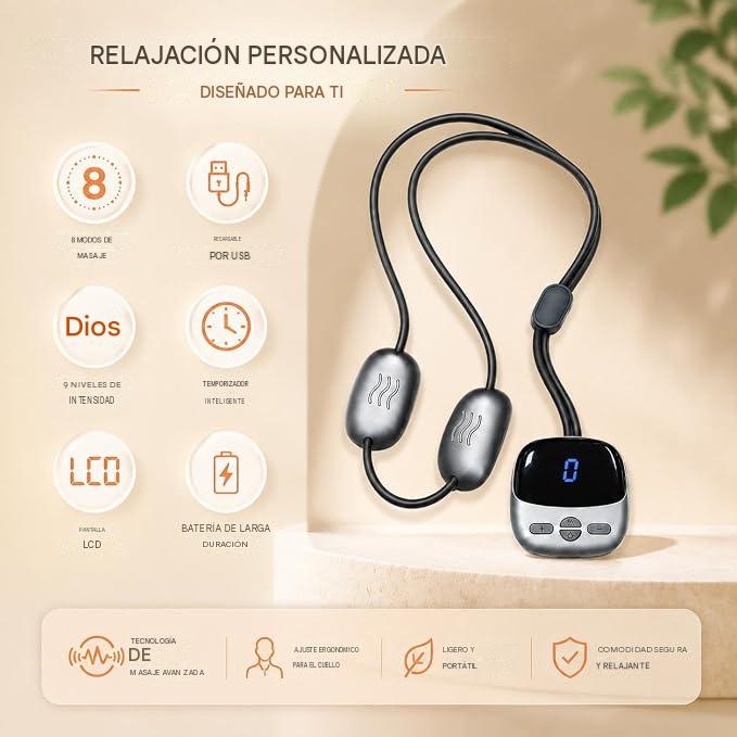 💆 Masajeador de Cuello Portátil Mini con Calor y Pulsaciones