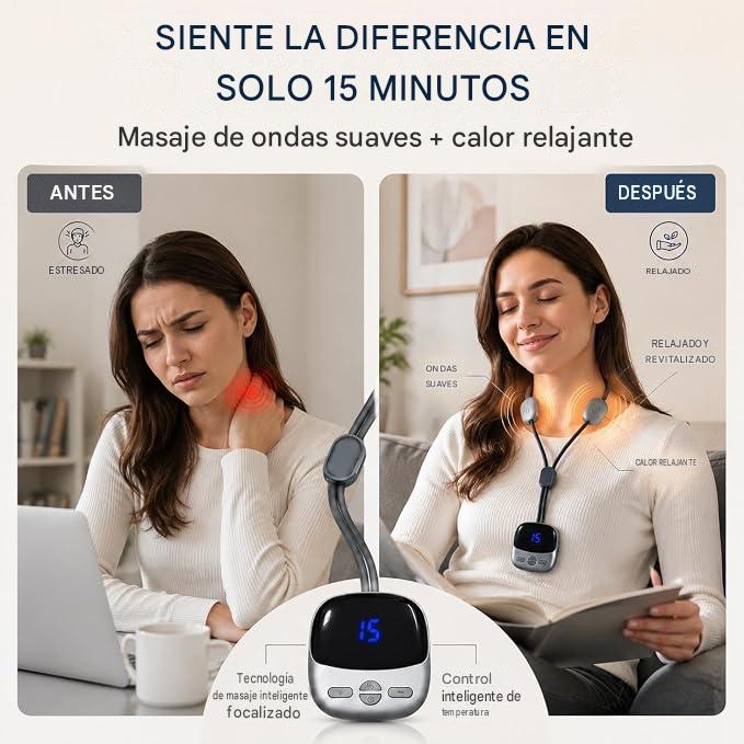 💆 Masajeador de Cuello Portátil Mini con Calor y Pulsaciones